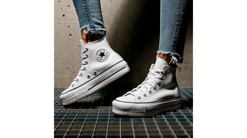 Zapato deportivo casual converse chuck taylor all star lift color blanco para mujer