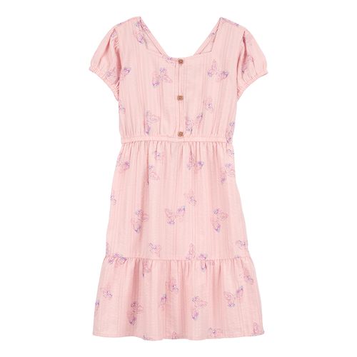 Vestido rosado con estampado de mariposas para niña