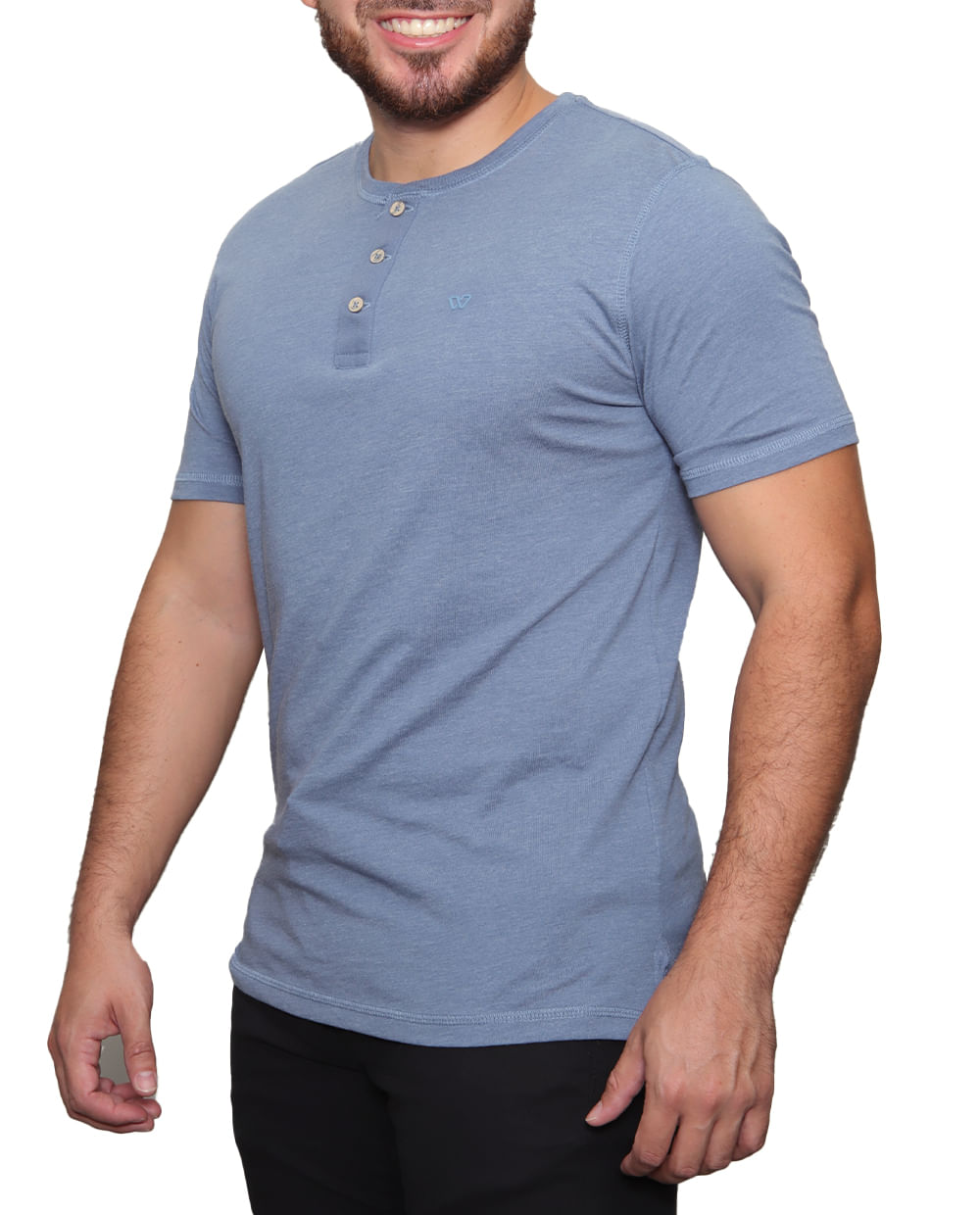 Camiseta Henley Hombre ZIMEGO - Manga 3/4, Estilo Athletic, Color Gris Con Contraste