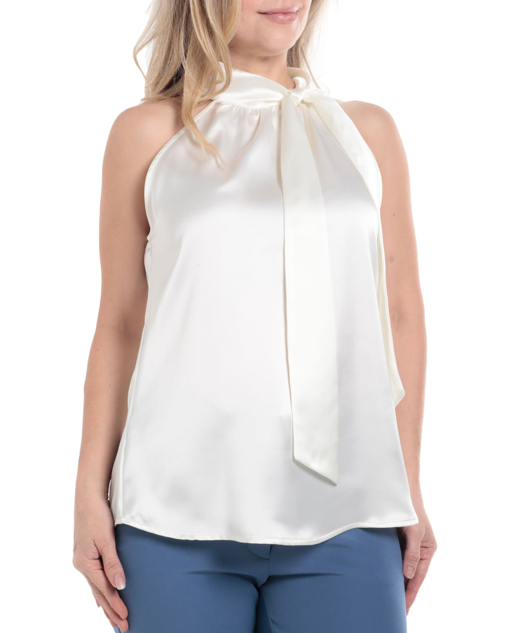 White Bodysuit Blusa Sabrina Halter Blanca Para Dama Siman