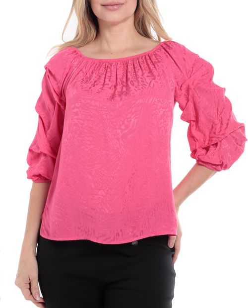 Blusa Sabrina off shoulder rosada mangas 3/4 para mujer