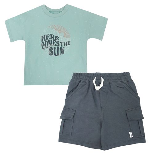 Conjunto de 2 piezas bicolor con estampado para bebé niño