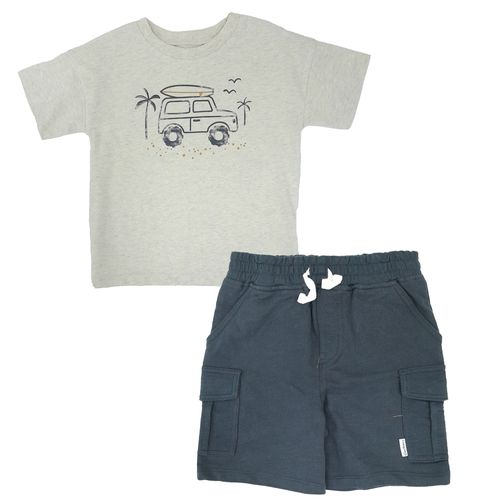 Conjunto de 2 piezas bicolor con estampado playero para bebé niño