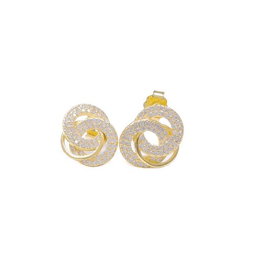 Aretes cortos de plata dorados para mujer