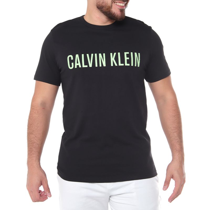 Camiseta negra casual estampado Calvin Klein para hombre