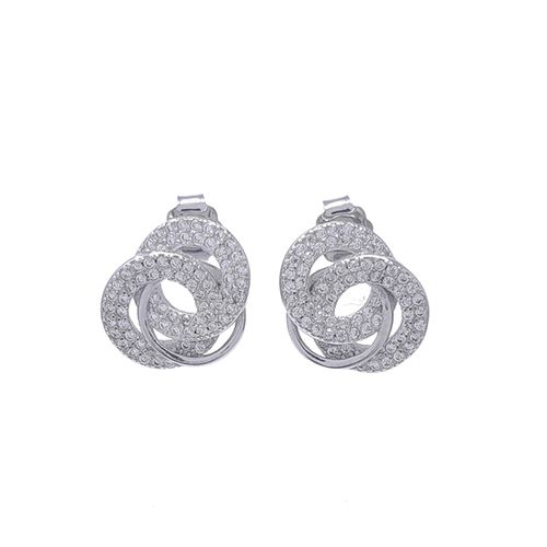 Aretes cortos de plata plateado para mujer