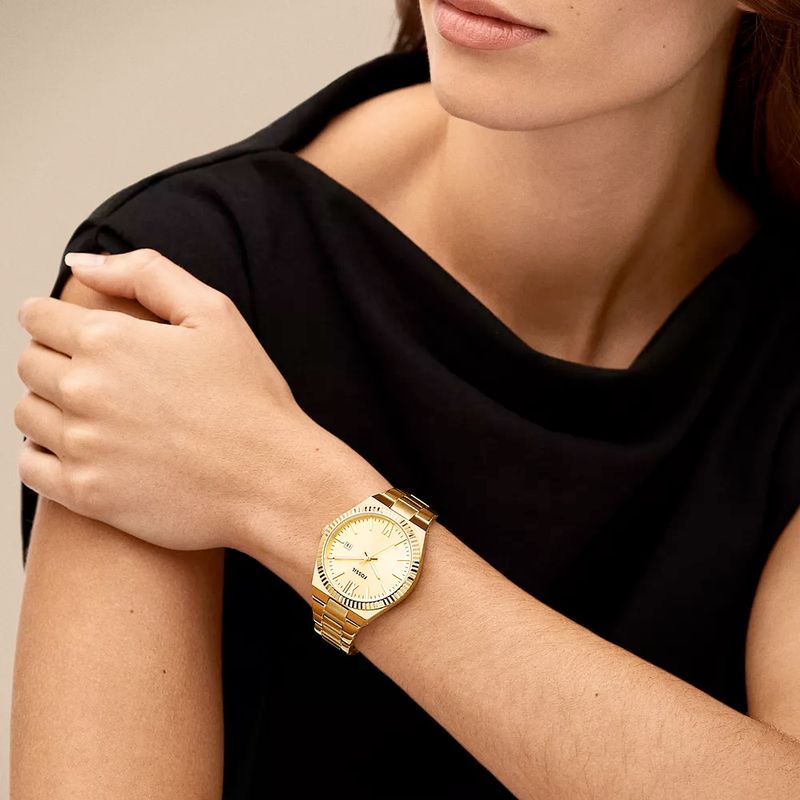 Reloj Fossil analogo metal dorado para dama
