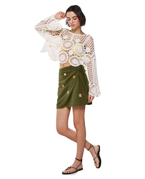 Falda High Spirits mini verde cintura media para mujer
