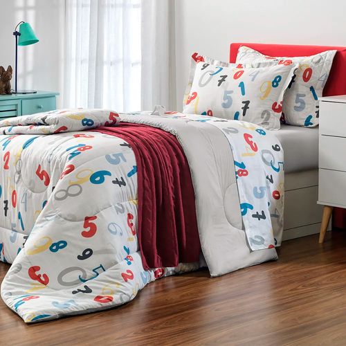 Cubrecama 2 piezas estampado de números