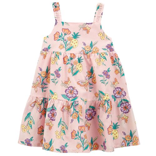 Vestido rosado con estampado de flores para niña