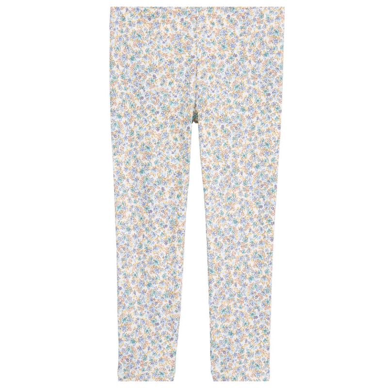 Pantalon blanco con estampado de flores para nina