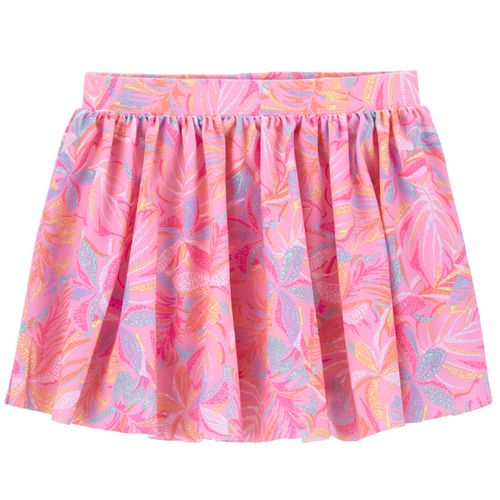 Falda short rosado con estampado floral para niña