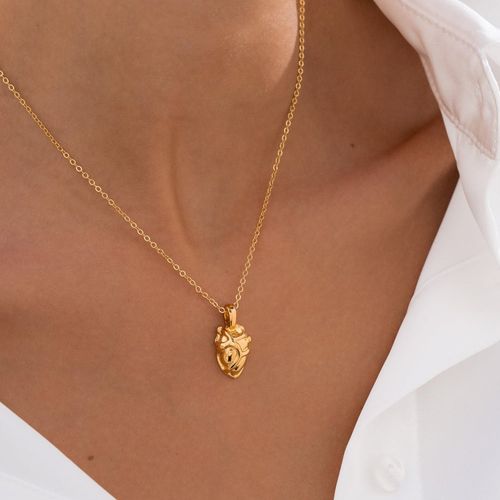 Collar corazón anatómico + aretes 1mm- 18.6" para mujer