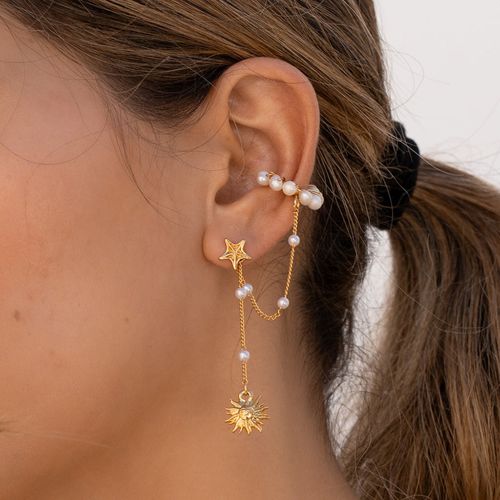 Arete solitario sol para mujer