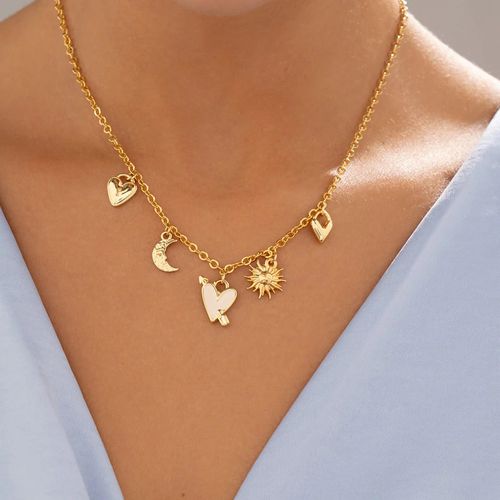 Set collar + aretes color dorado para mujer