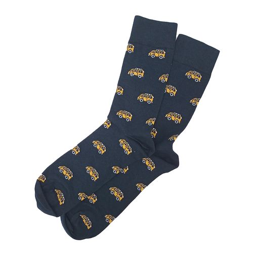 Par de calcetines Sfera azules mini print de autos para hombre