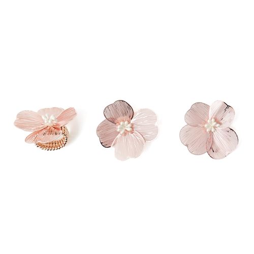 Set de anillo y aretes rosado para mujer