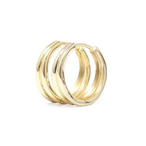 Argolla doble de plata doradas para mujer