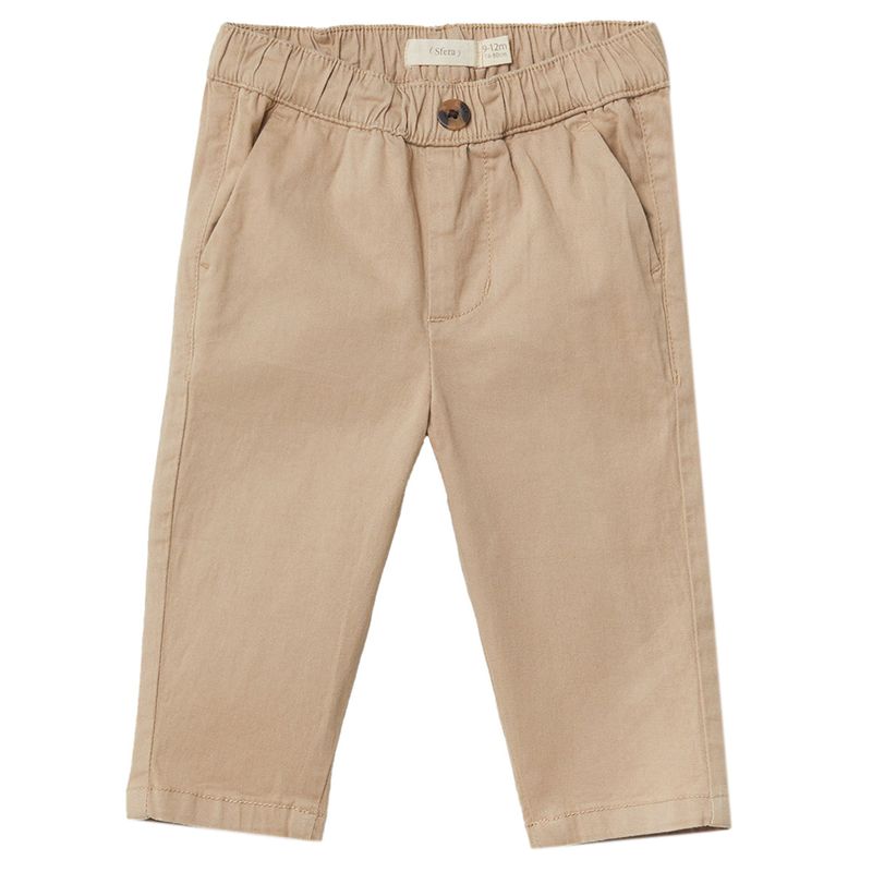 Pantalon beige solido para bebe nino