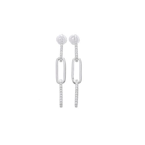 Aretes largos de plata plateados para mujer