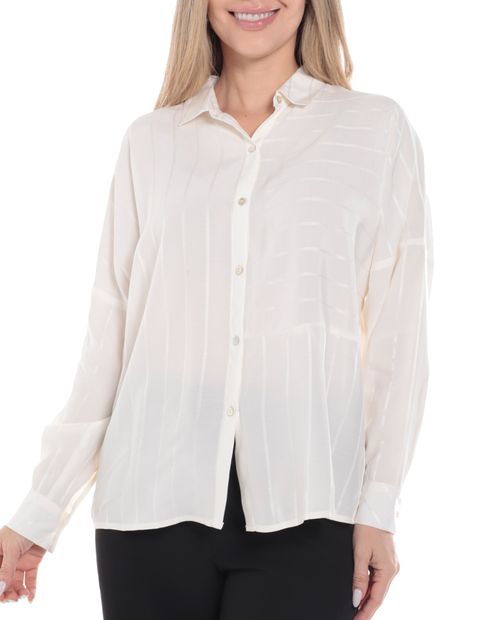 Blusa Sabrina camisera oversized rayada manga larga para mujer