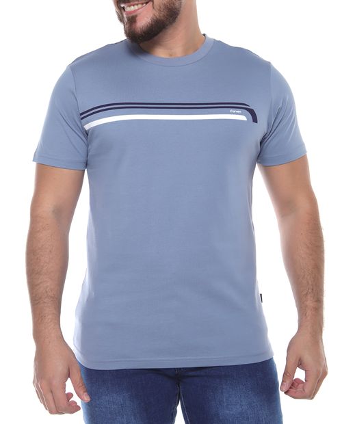 Carven Camiseta azul grisáceo estampado franja para hombre