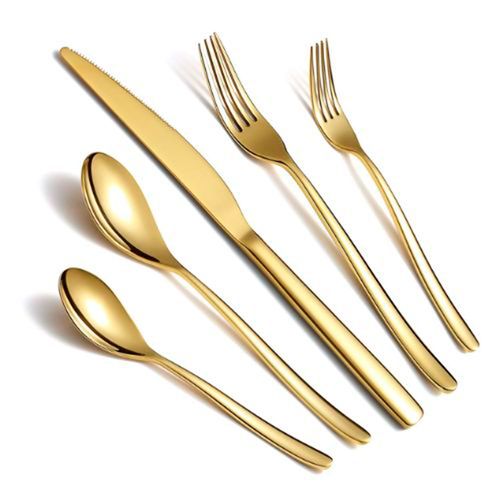 Set de cubiertos de acero inoxidable 20 piezas dorado mate