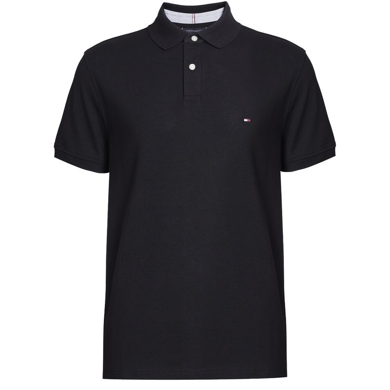 Tommy Hilfiger Camisa polo basica regular fit negra solida para hombre