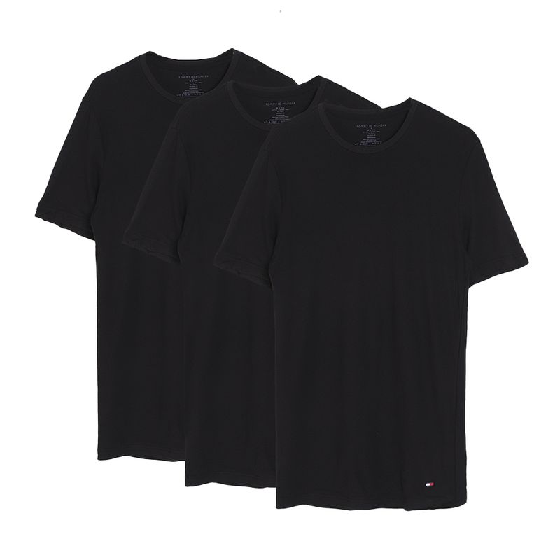 Paquete de 3 camisetas interiores negras solidas para hombre