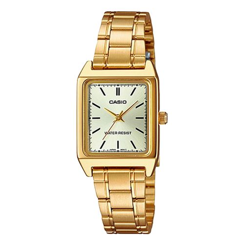 Reloj análogo metálico dorado damas