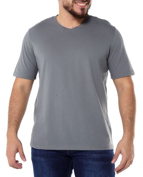 Camiseta cuello v gris oscuro para hombre