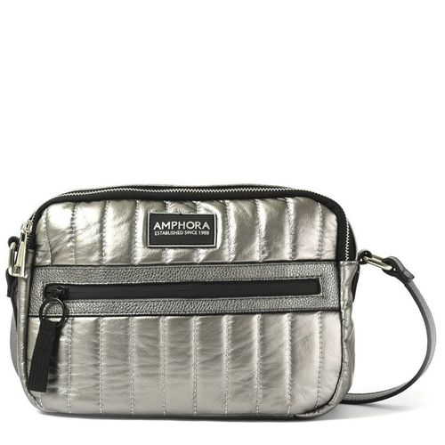 Cartera crossbody Amphora Fisy color plateado para mujer