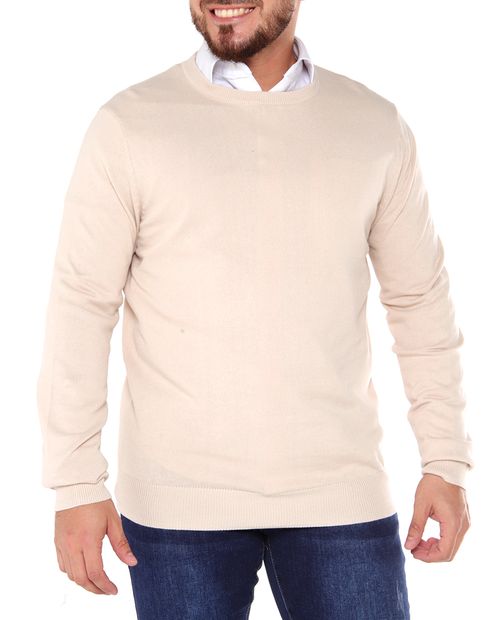 Gents Sueter beige solido para hombre