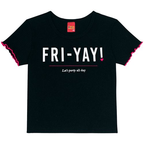 Blusa negra con estampado para niña