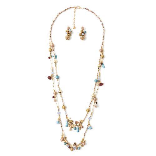 Set de collar y aretes multicolor para mujer