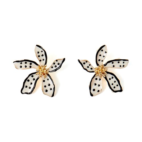 Aretes flor con detalle de lunares