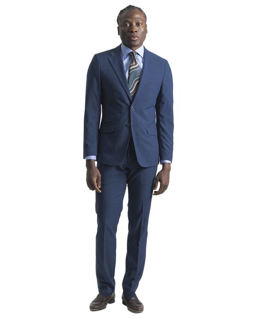 Traje slim fit azul a cuadros para hombre