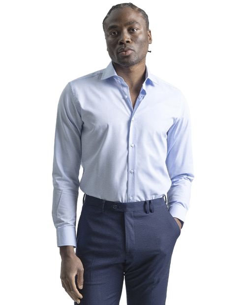 Puro Ego Camisa formal slim fit celeste sólido para hombre