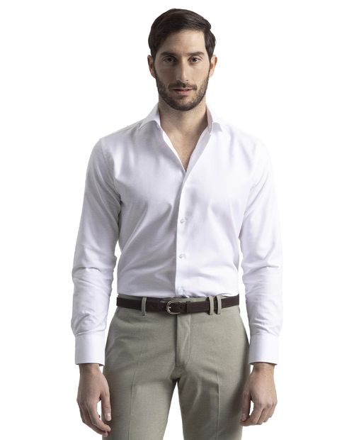 Puro Ego Camisa formal slim fit blanco sólido para hombre
