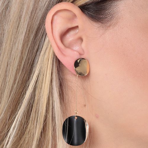 Aretes largos bicolor para mujer