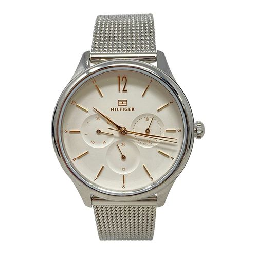 Reloj Tommy Hilfiger análogo metálico plateado para dama