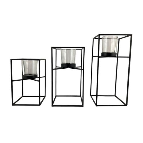 Juego de Portavelas 3 piezas 10.6x10.6x23.5cm