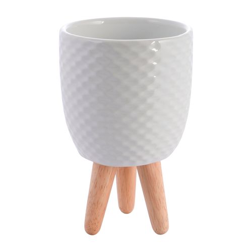 Maceta de cerámica con soporte 10x10x16.5cm