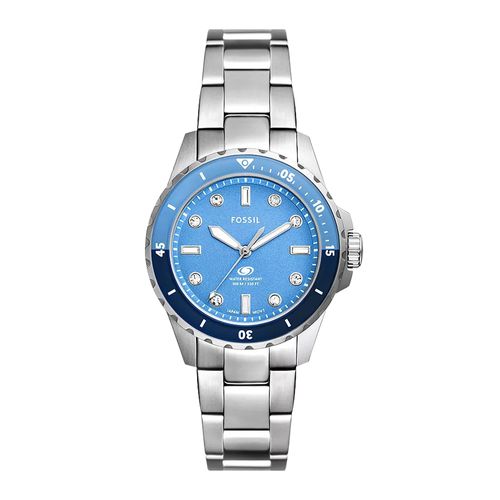 Reloj Fossil análogo acero inoxidable plateado para dama