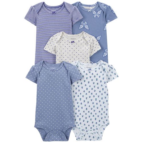 Set de 5 mamelucos multicolor con estampado de flores para bebé niña