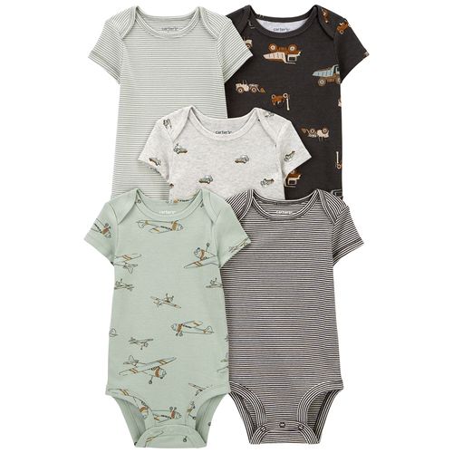 Set de 5 mamelucos multicolor a rayas para bebé niño