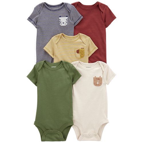 Set de 5 mamelucos multicolor a rayas para bebé niño
