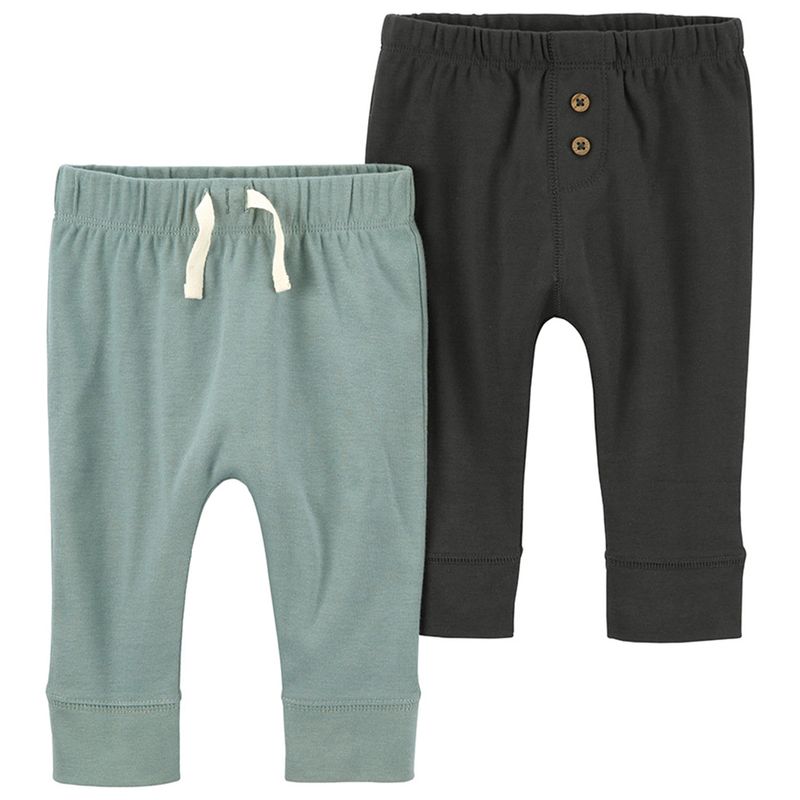 Set-de-2-pantalones-bicolor-solido-para-bebe-niño
