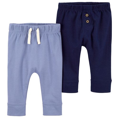 Set de 2 pantalones bicolor sólido para bebé niño