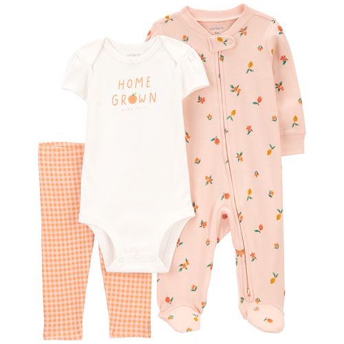 Set dormir de 3 piezas multicolor con estampado de flores para bebé niña